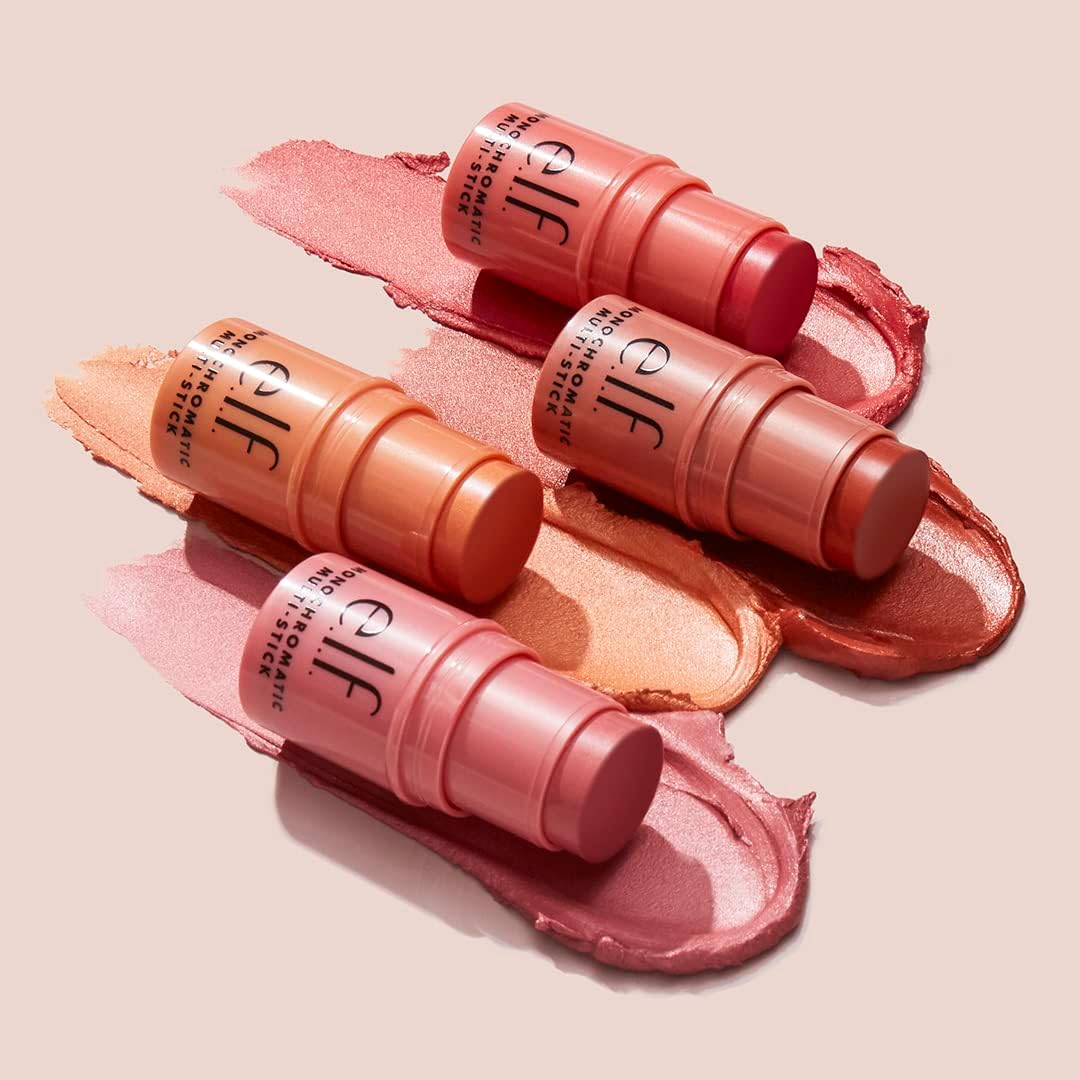 e.l.f. Monochromatic Multi Stick, Luxuriously Creamy & Blendable Colour, For Eyes, Lips & Cheeks, Glistening Peach, 0.155 Oz (4.4g)